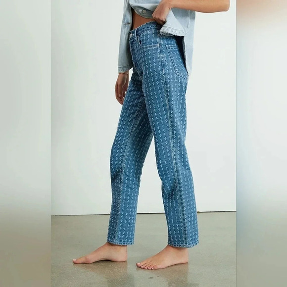 PacSun Distressed Dad Jeans, Color Medium Blue Size 23 - Picture 3 of 16